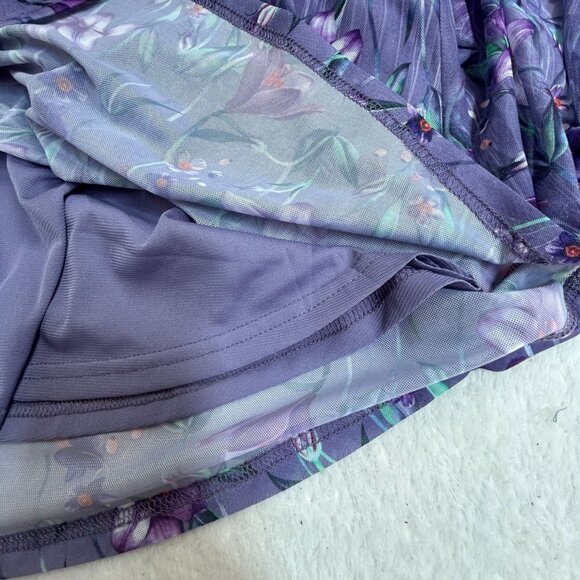 VALOLIA Womens 3/4 Sleeve Floral Tunic Tops 2XL V-Neck Double Layer Purple New - Picture 9 of 9